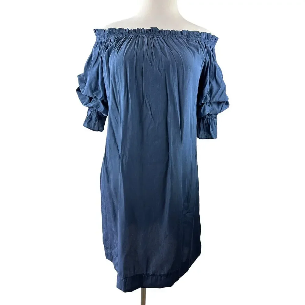 Mersea Tulum Ruffle Sleeve Dress Navy Blue Women's Size Small Mer Sea - Picture 12 of 12